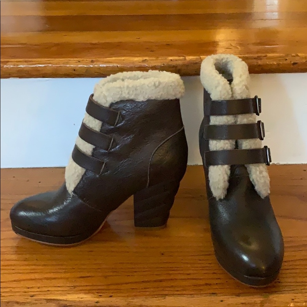 NEW See by Chloe brown bootie shearling trim - Picture 6 of 16